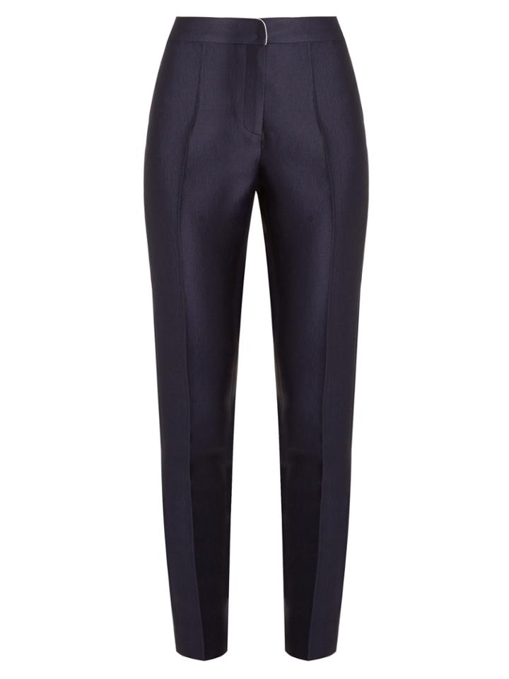 Carl Kapp Slim-leg Satin-twill Wool-blend Trousers