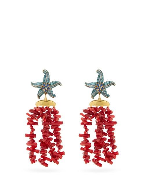 Matchesfashion.com Begum Khan - Sea Star Corsica 24kt Gold-plated Clip Earrings - Womens - Coral