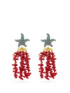 Matchesfashion.com Begum Khan - Sea Star Corsica 24kt Gold-plated Clip Earrings - Womens - Coral