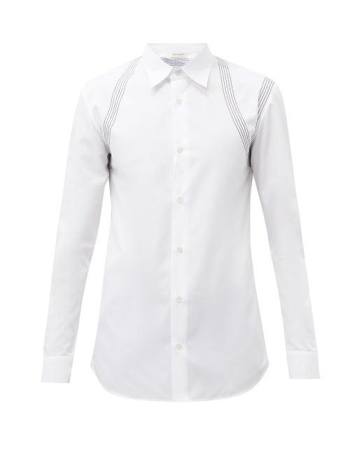 Alexander Mcqueen - Harness Topstitched Cotton-poplin Shirt - Mens - White