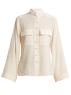 Chloé Stand-collar Silk Crepe De Chine Shirt