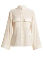 Chloé Stand-collar Silk Crepe De Chine Shirt