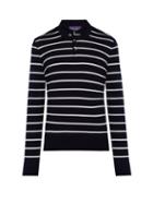 Matchesfashion.com Ralph Lauren Purple Label - Striped Wool Polo Sweater - Mens - Navy White
