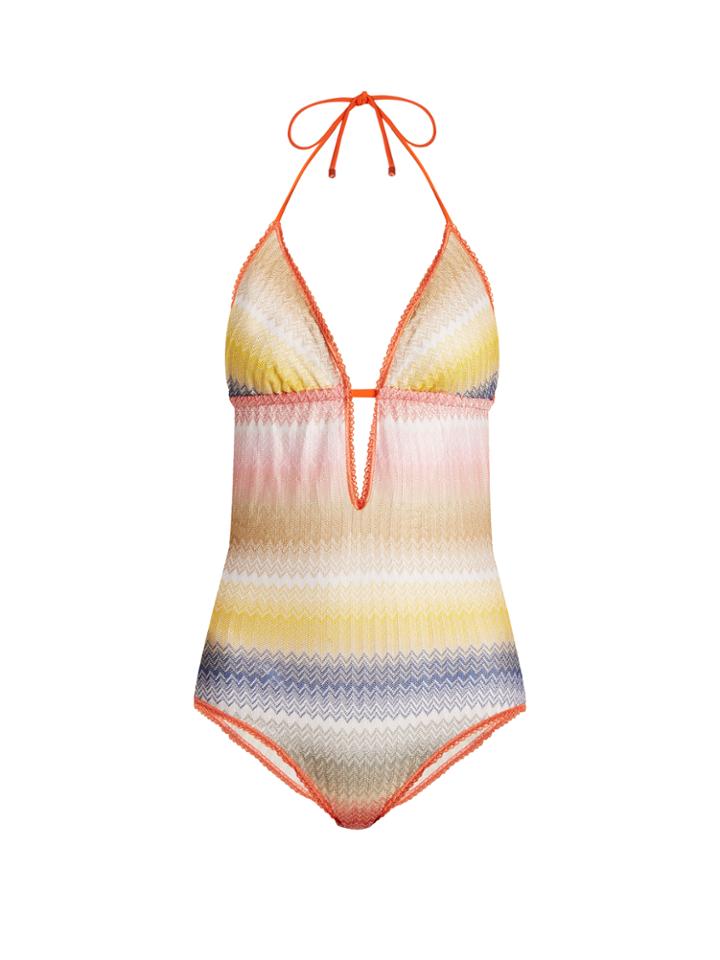 Missoni Mare Zigzag-striped Halterneck Swimsuit