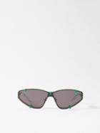 Bottega Veneta Eyewear - Ribbon-logo Cat-eye Metal Sunglasses - Womens - Green Black