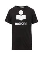Matchesfashion.com Isabel Marant - Karman Flocked Logo Linen T Shirt - Mens - Black