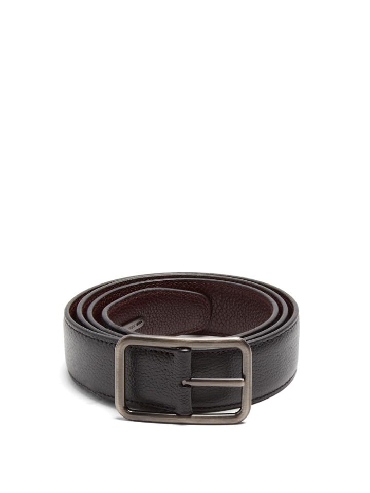 Lanvin Dish Axis Reversible Leather Belt