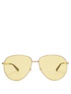Matchesfashion.com Gucci - Aviator Metal Sunglasses - Womens - Yellow