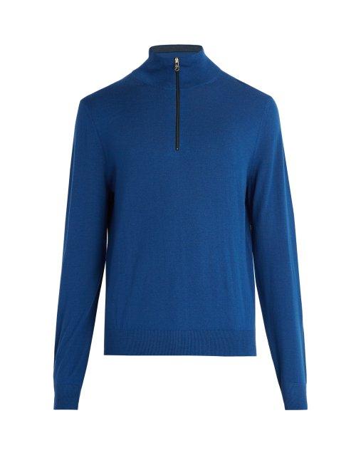 Matchesfashion.com Paul Smith - Half Zip Wool Sweater - Mens - Blue