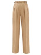 Matchesfashion.com Gabriela Hearst - Vargas Pleated Wool-blend Wide-leg Trousers - Womens - Camel