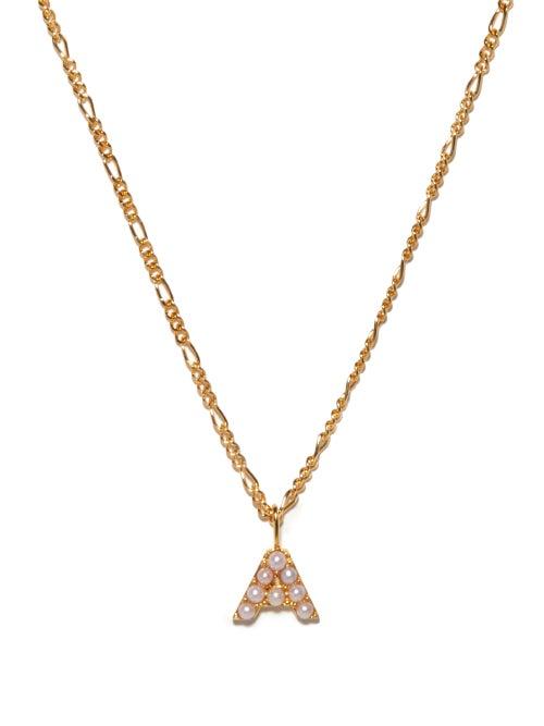Matchesfashion.com Otiumberg - Alphabet Pearl & 14kt Gold-vermeil A-m Necklace - Womens - Pearl