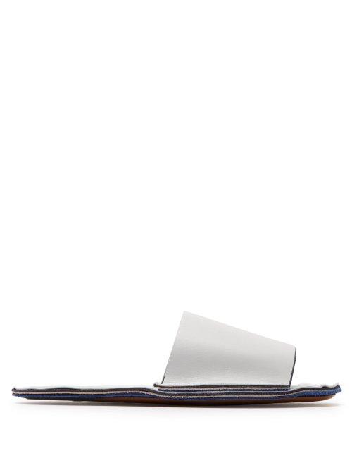 Matchesfashion.com Marni - Raw Edge Leather Slides - Womens - White
