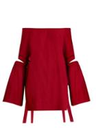 Matchesfashion.com Ellery - Cyril Off The Shoulder Cotton Top - Womens - Dark Red
