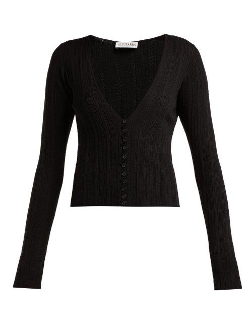 Matchesfashion.com Altuzarra - Piazza Wool Blend Pointelle Cardigan - Womens - Black