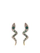 Matchesfashion.com Gucci - Crystal Embellished Snake Clip Earrings - Womens - Green