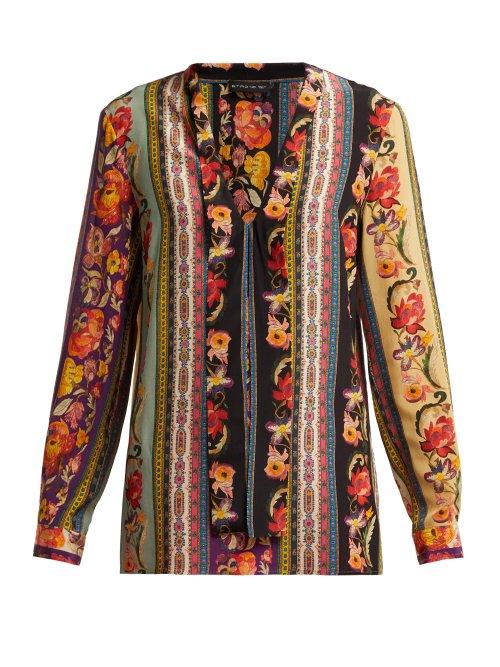 Matchesfashion.com Etro - Striped Silk Blouse - Womens - Pink Multi