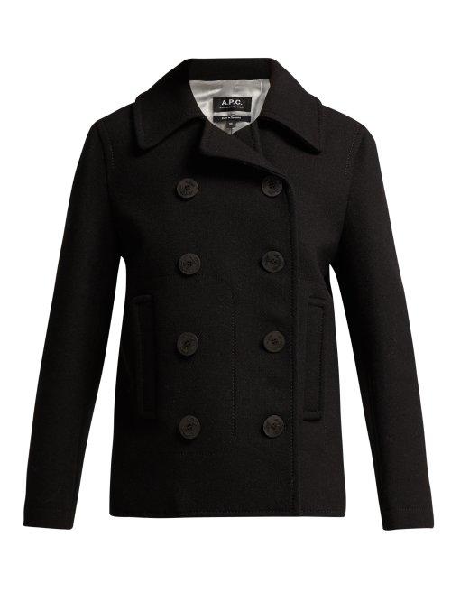 Matchesfashion.com A.p.c. - Double Breasted Wool Blend Peacoat - Womens - Black
