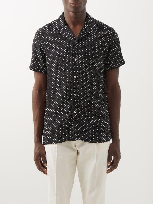 Ralph Lauren Purple Label - Archer Polka-dot Print Lyocell Shirt - Mens - Black Multi