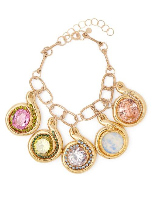 Matchesfashion.com Sonia Boyajian - Picabia Ceramic And Crystal Drop Necklace - Womens - Multi