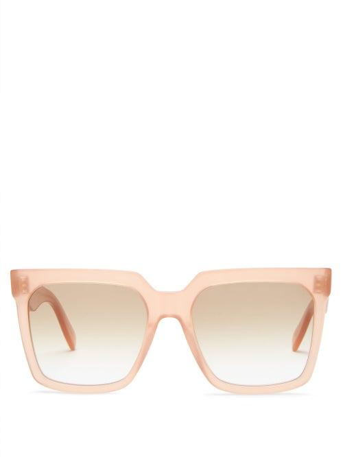 Matchesfashion.com Celine Eyewear - Flat-top Oversized Square Acetate Sunglasses - Womens - Light Pink