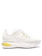 Matchesfashion.com Fendi - Exaggerated Sole Low Top Leather And Mesh Trainers - Mens - White