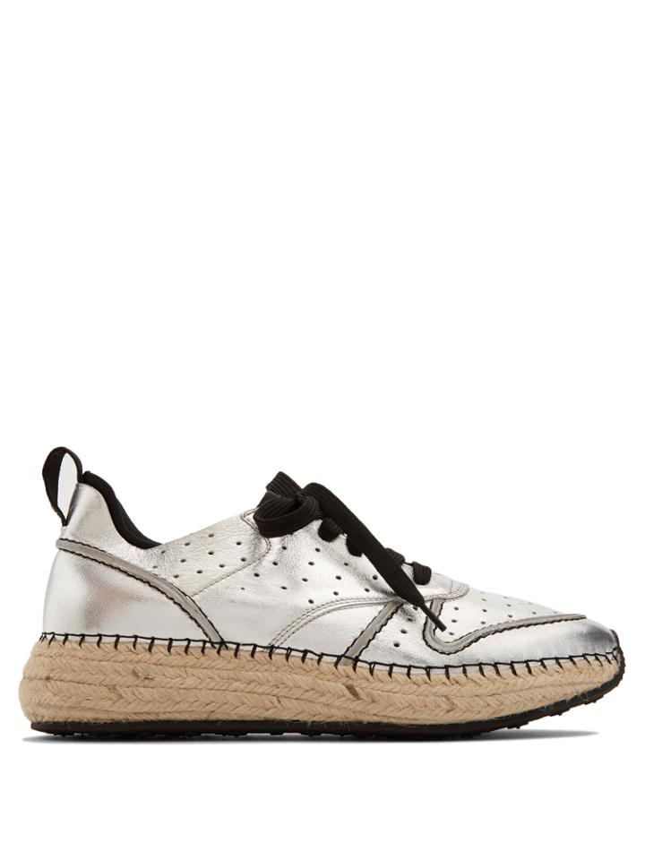 Tod's Leather And Espadrille-sole Trainers