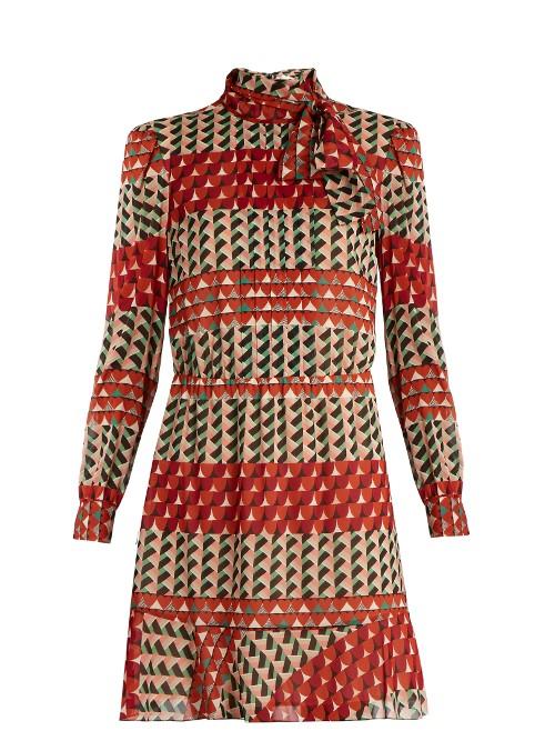 Redvalentino Heart-print Silk-blend Dress