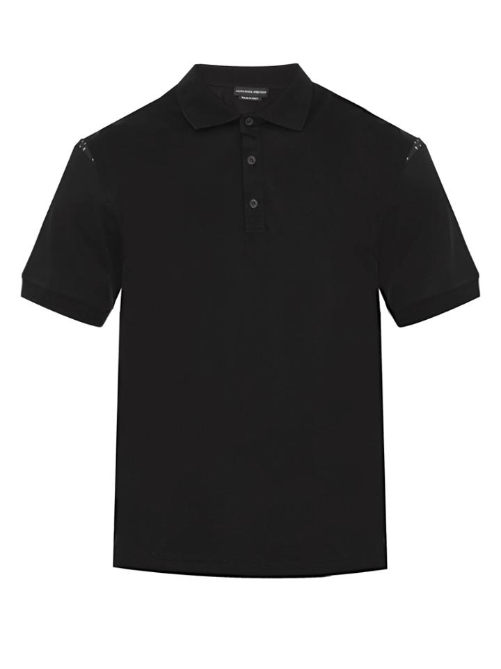 Alexander Mcqueen Skull-print Insert Cotton Polo Shirt