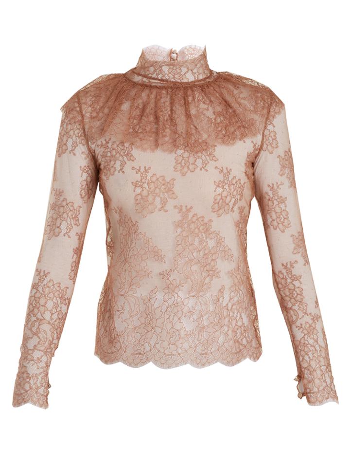 Bella Freud Lady Jane Sheer Floral-lace Blouse