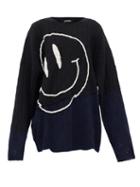 Matchesfashion.com Raf Simons - Smiley Face-embroidered Wool Sweater - Womens - Black
