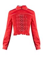 Matchesfashion.com Miu Miu - Smocked Front Cotton Top - Womens - Red