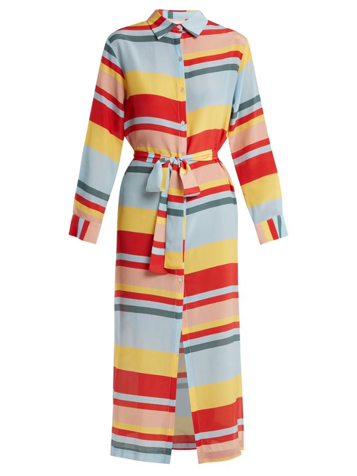 Asceno Striped Silk Shirtdress