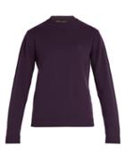 Matchesfashion.com Versace - Medusa Embroidered Wool Sweater - Mens - Purple