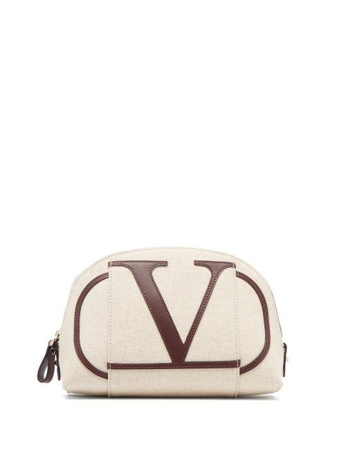 Matchesfashion.com Valentino - Go Logo Appliqu Canvas Wash Bag - Womens - Cream Multi
