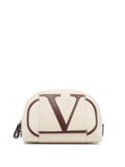 Matchesfashion.com Valentino - Go Logo Appliqu Canvas Wash Bag - Womens - Cream Multi