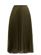 Matchesfashion.com Moncler - Perforated Mesh Pleated Midi Skirt - Womens - Khaki