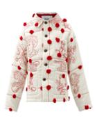 Matchesfashion.com Bode - Edwardian Pompom Embroidered Quilted-cotton Jacket - Womens - Red White