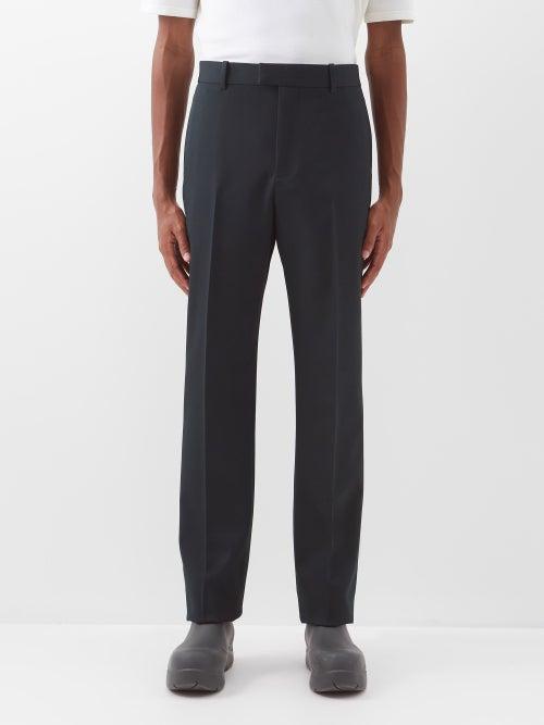 Bottega Veneta - Inkwell Sanded Wool-blend Twill Suit Trousers - Mens - Dark Green