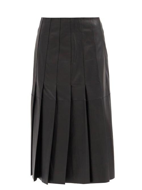 Matchesfashion.com Joseph - Semry Pleated Leather Skirt - Womens - Black