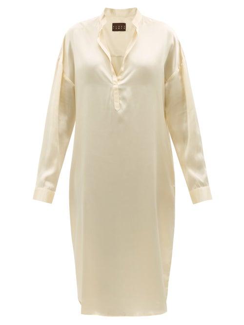 Albus Lumen - V-neck Silk-satin Kaftan - Womens - Cream