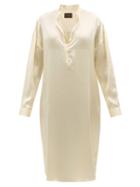 Albus Lumen - V-neck Silk-satin Kaftan - Womens - Cream