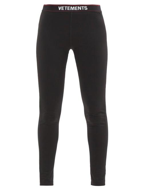 Matchesfashion.com Vetements - Logo-jacquard Stretch-jersey Leggings - Womens - Black