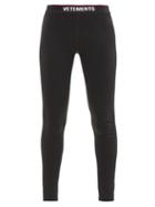 Matchesfashion.com Vetements - Logo-jacquard Stretch-jersey Leggings - Womens - Black