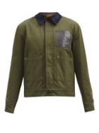 Matchesfashion.com Loewe - Anagram-patch Short Cotton-canvas Jacket - Mens - Green