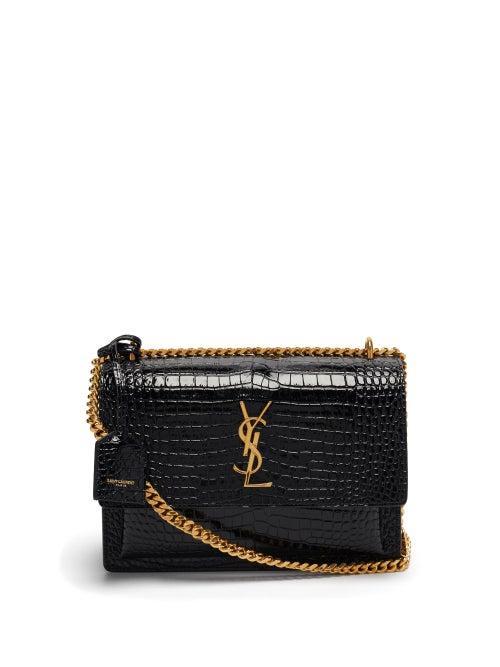 Matchesfashion.com Saint Laurent - Sunset Medium Crocodile-effect Leather Bag - Womens - Black