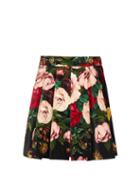 Matchesfashion.com Dolce & Gabbana - Pleated Floral Print Velvet Shorts - Womens - Black Multi