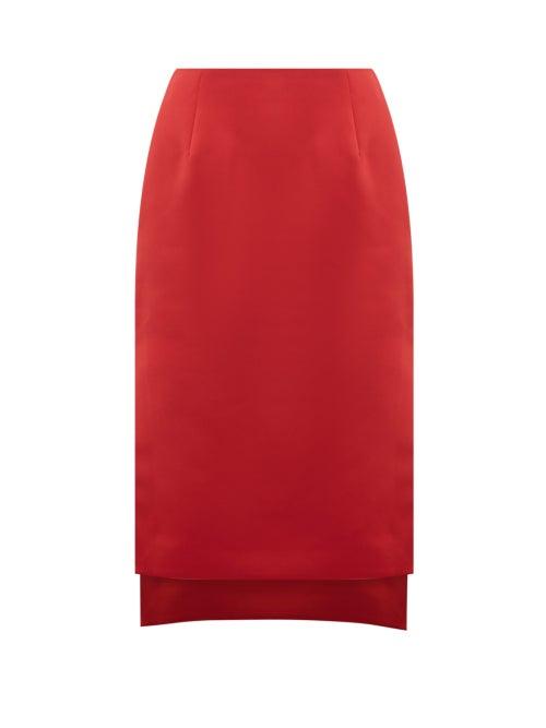 Matchesfashion.com No. 21 - Side Slit Step Hem Satin Skirt - Womens - Red