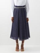 Zimmermann - Polka-dot Pleated Chiffon Midi Skirt - Womens - Navy Cream