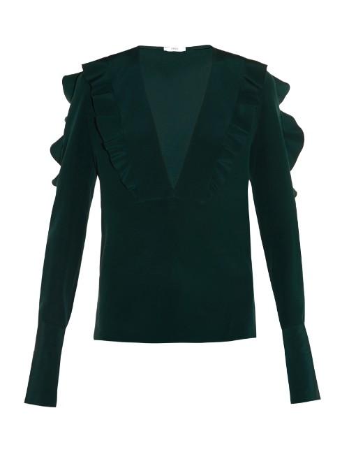 Fendi Ruffle-trimmed Silk-crepe Blouse
