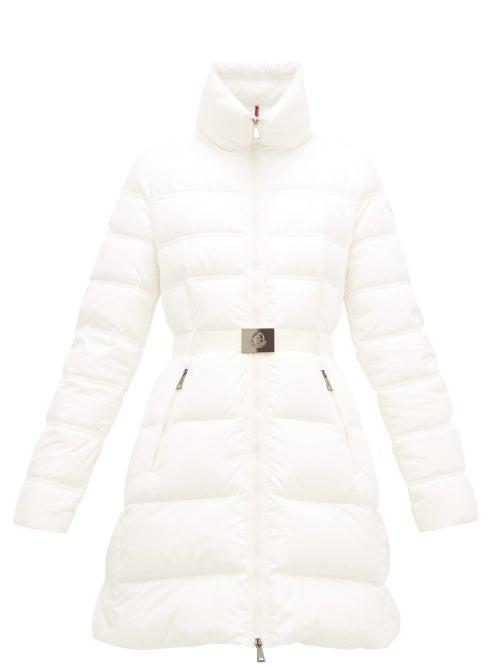 Matchesfashion.com Moncler - Accenteur Belted Down Quilted Coat - Womens - White